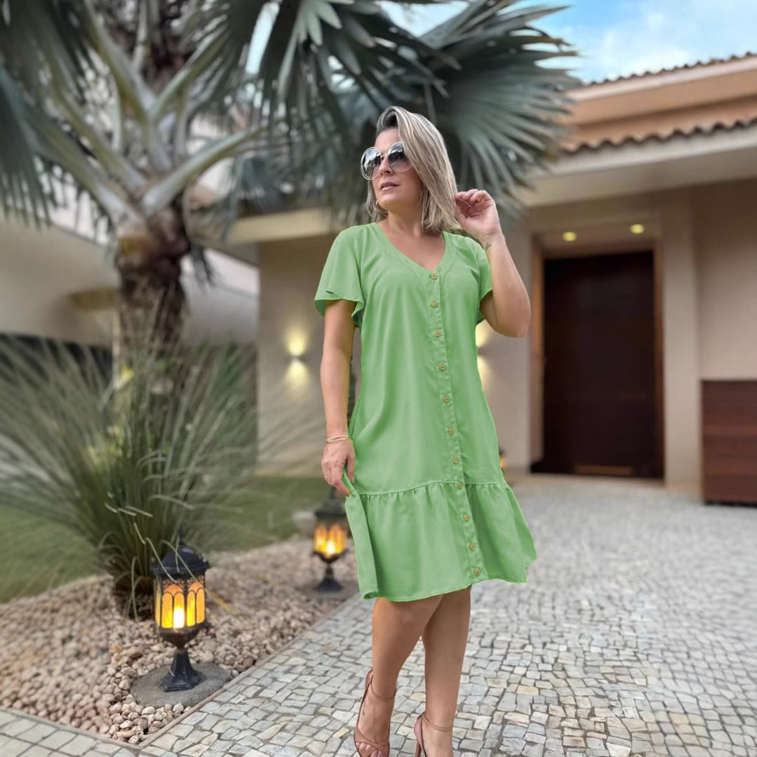 Women's Summer Solid Color Casual Holiday Dress
