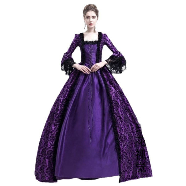 New Printed Court Dress Medieval Victorian Dresses