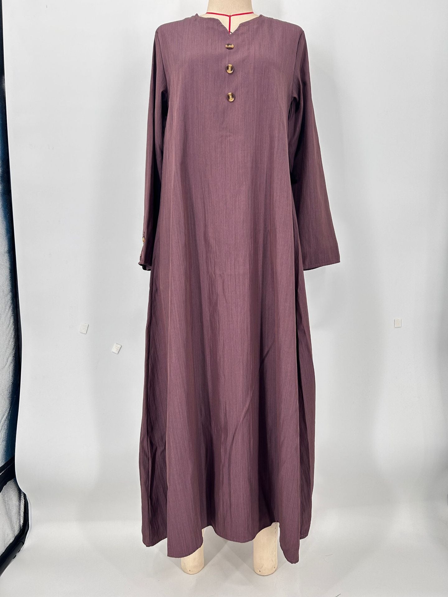 Women's Casual Woven Fake Button Design Loose Dress