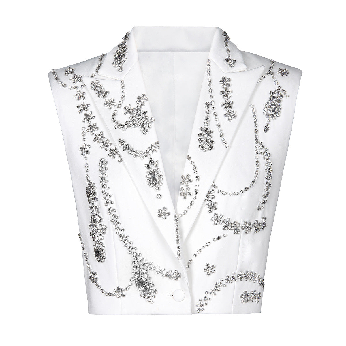 Women's Summer Fashion High-grade Sleeveless Rhinestone Temperament Vests