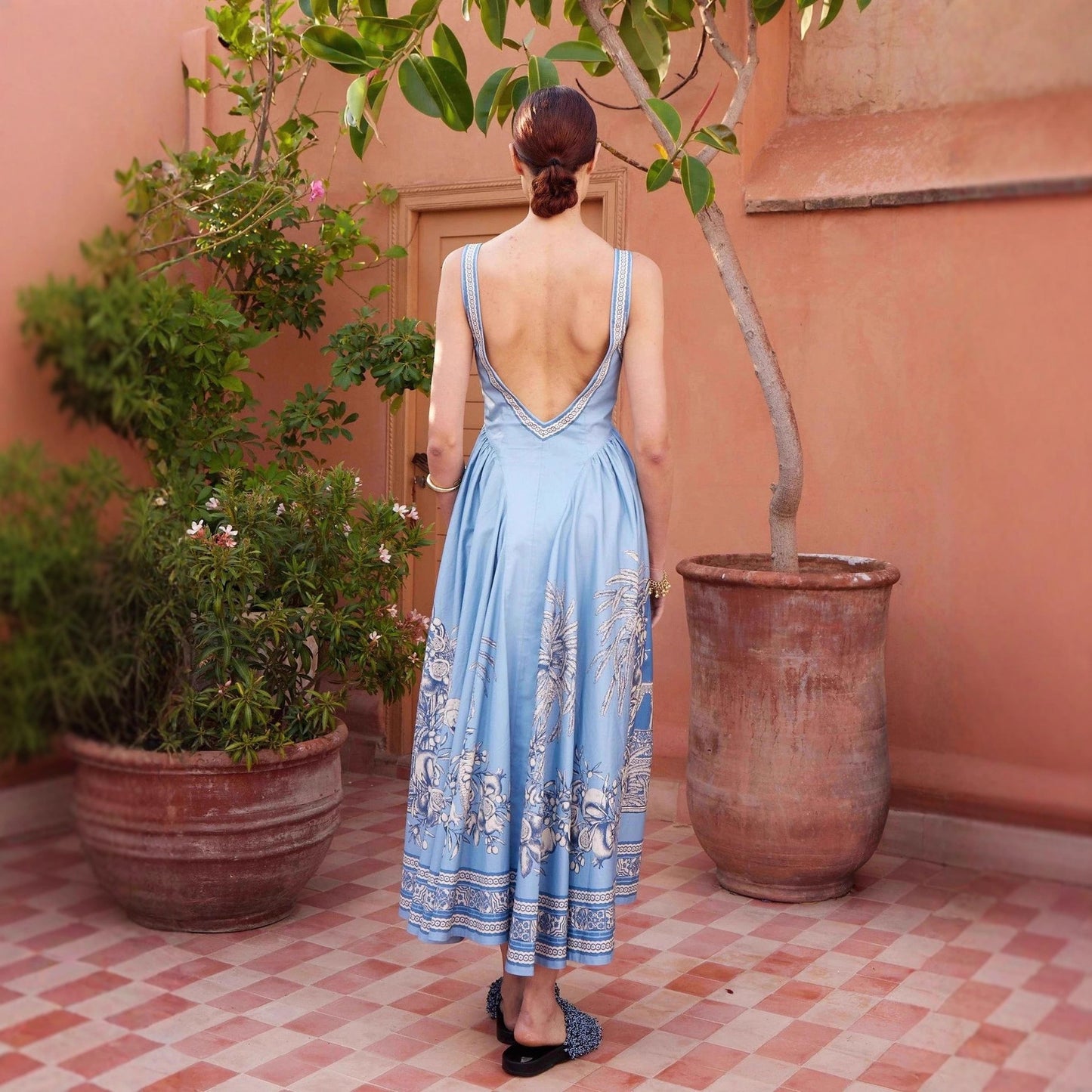 Stylish Graceful Fashionable Personalized Printed Linen Dress