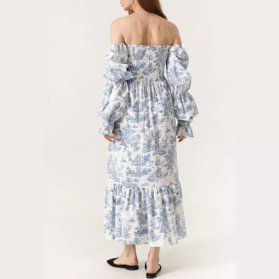 Women's Casual Bell Sleeve Chiffon Dress Spring Dresses