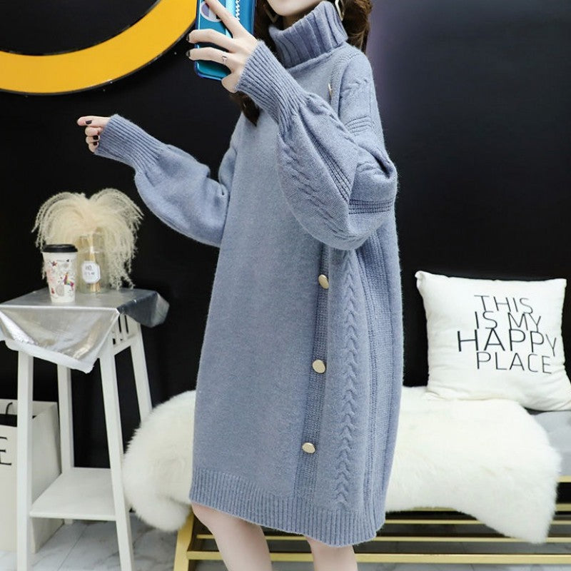 Women's High Neck Thickened Long Sleeve Pullover Korean Style Idle Loose Tops