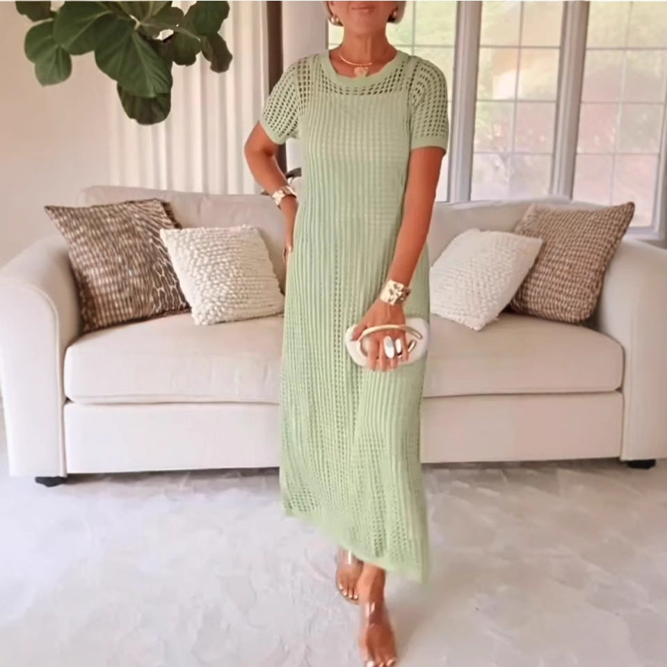 Women's Round Neck Hollow Air Dress Two-piece Dresses