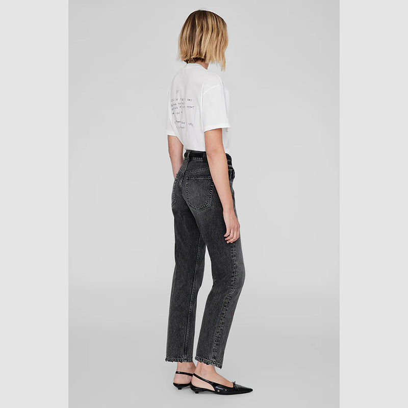 Women's Rear English Iti Letter Printing White Round Blouses