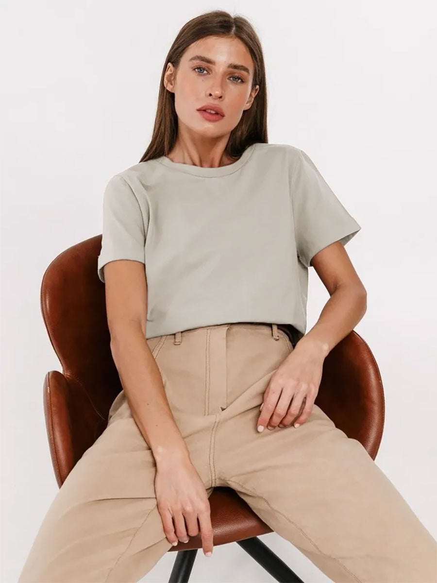 Women's Cotton Short-sleeved T-shirt Summer Fashion Home Versatile Round Neck Blouses