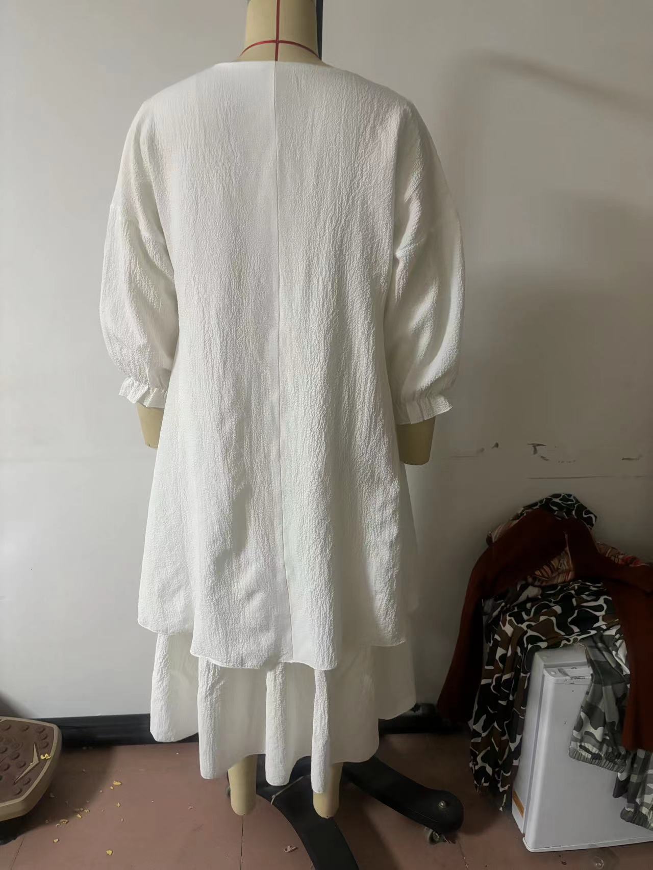 Women's Cotton Linen Solid Color Long Sleeve Dresses