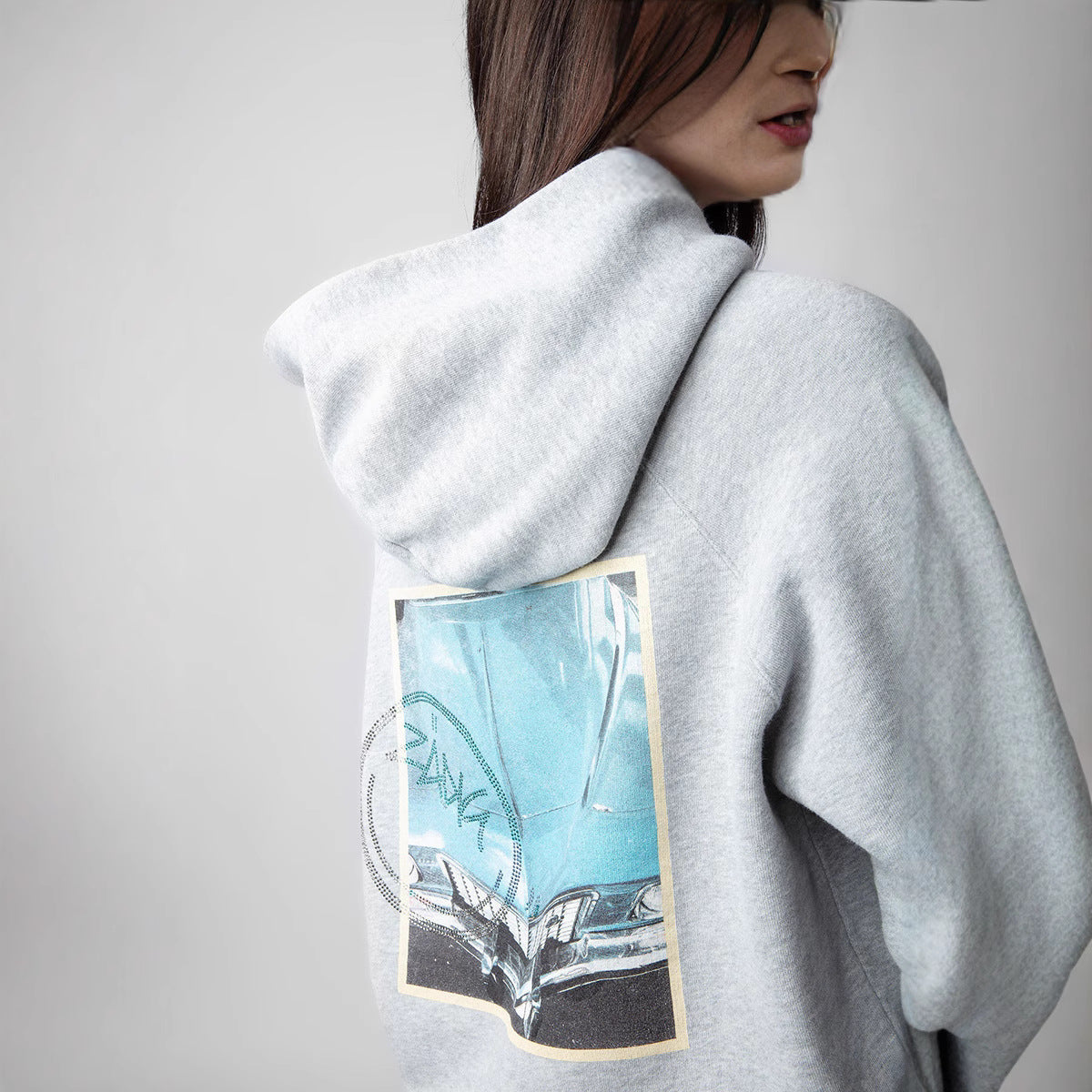 Women's Niche Back Car Chalk Digital Printed Sweaters