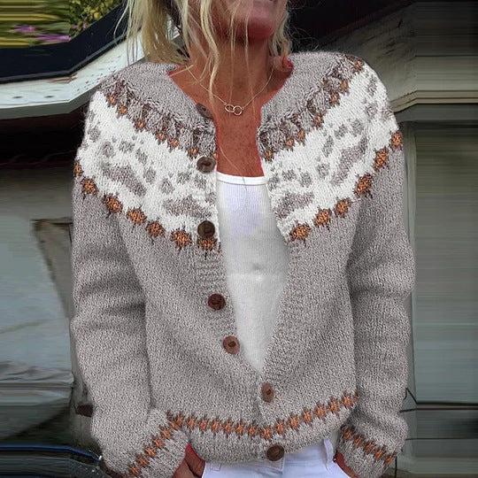 Winter Single-breasted Nordic Totem Warm Button Sweaters