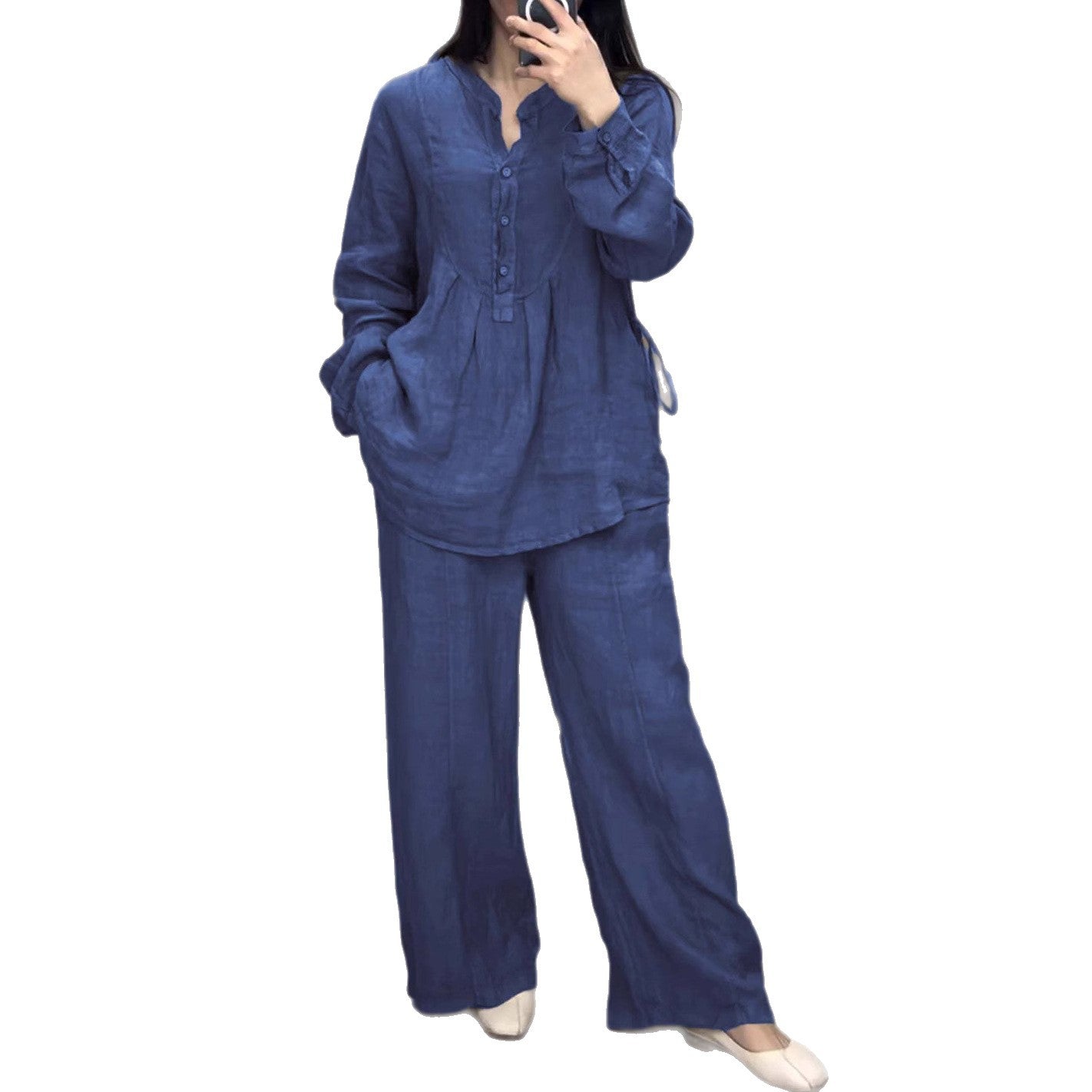 Cotton Linen Long Sleeve Half Pleating Wide Cardigans