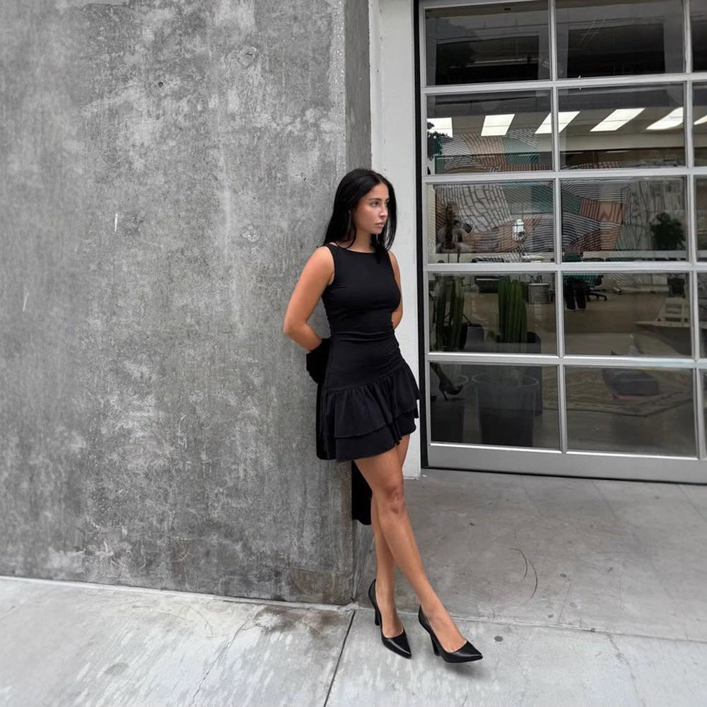 Women's Fashion Elegant Slim Round Neck Sleeveless Dresses