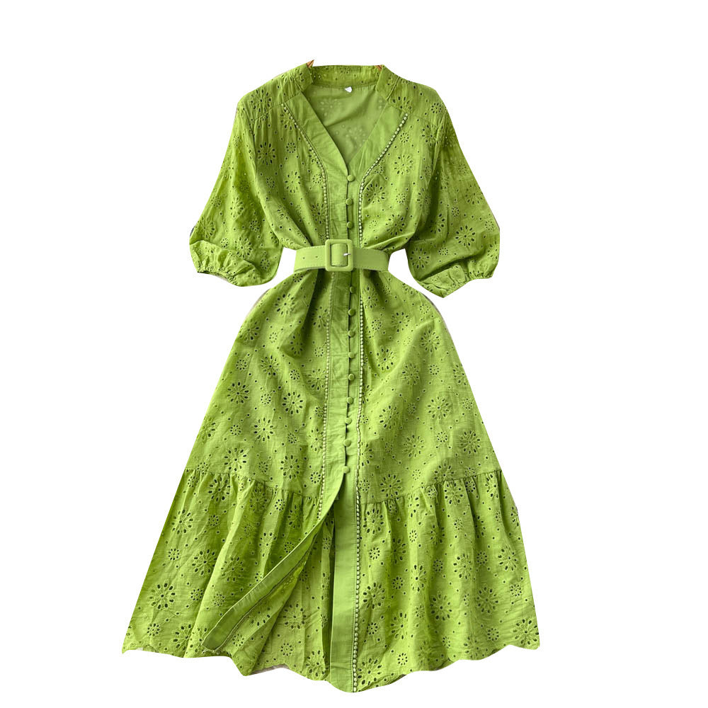 Women's Dress Loose Embroidered Lightly Mature Tight Waist Slimming Dresses