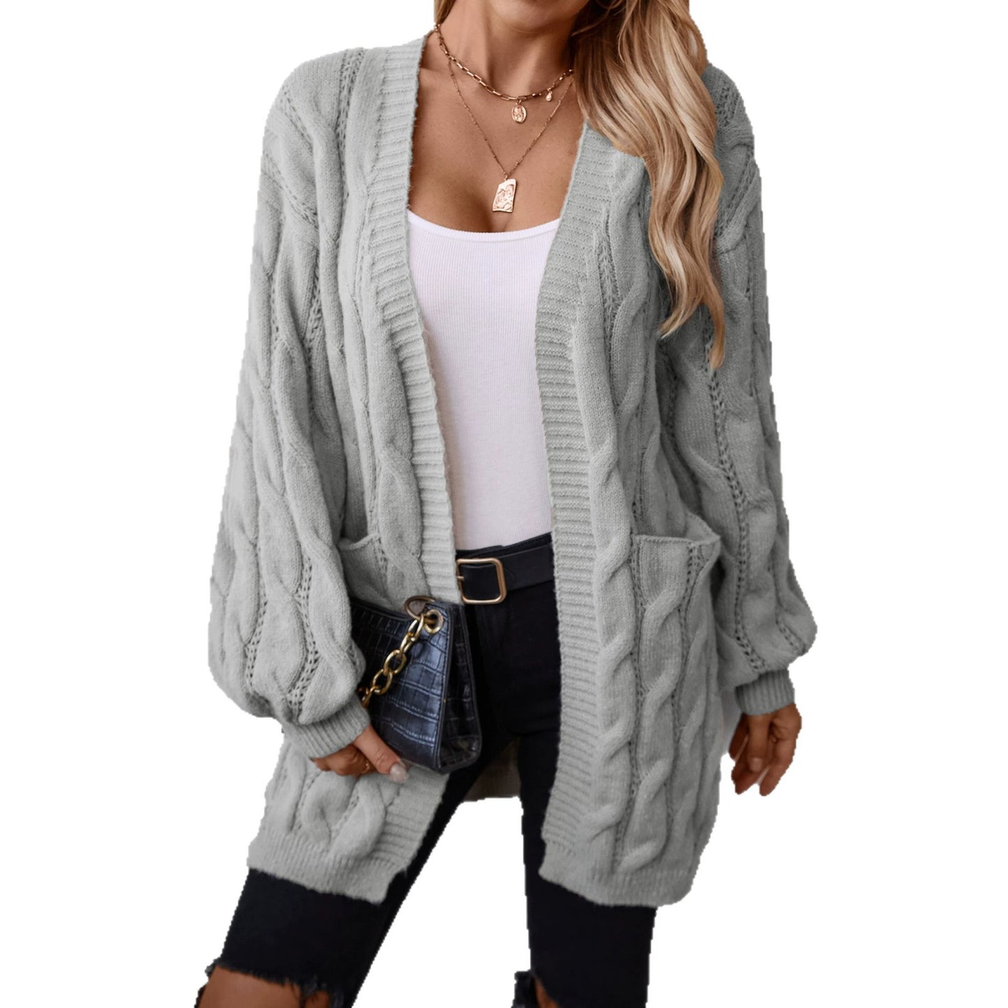 Women's Twist Knit Retro Loose Mid-length Sweater