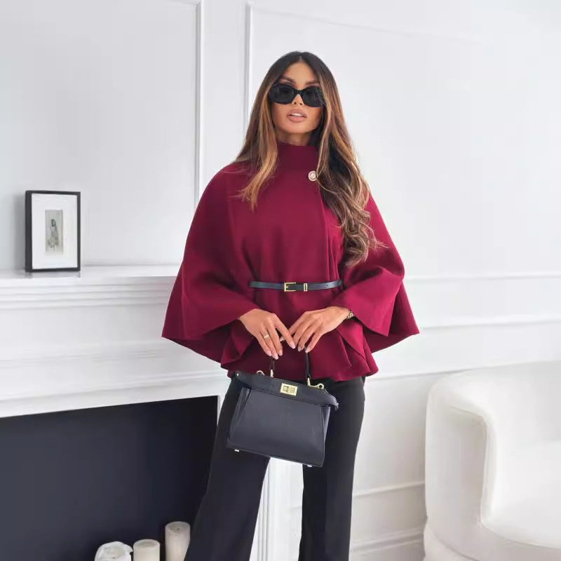 Women's Winter Fashion Solid Color Waist Tight Coats