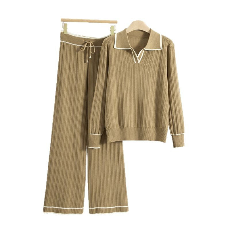 Long Sleeve Collar Shirt Wide Leg Fashion Casual Suit