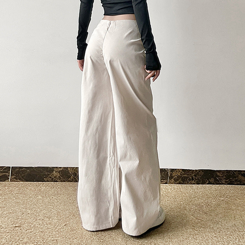 Cross Waist Characteristic Loose Slimming Wide Leg Pants