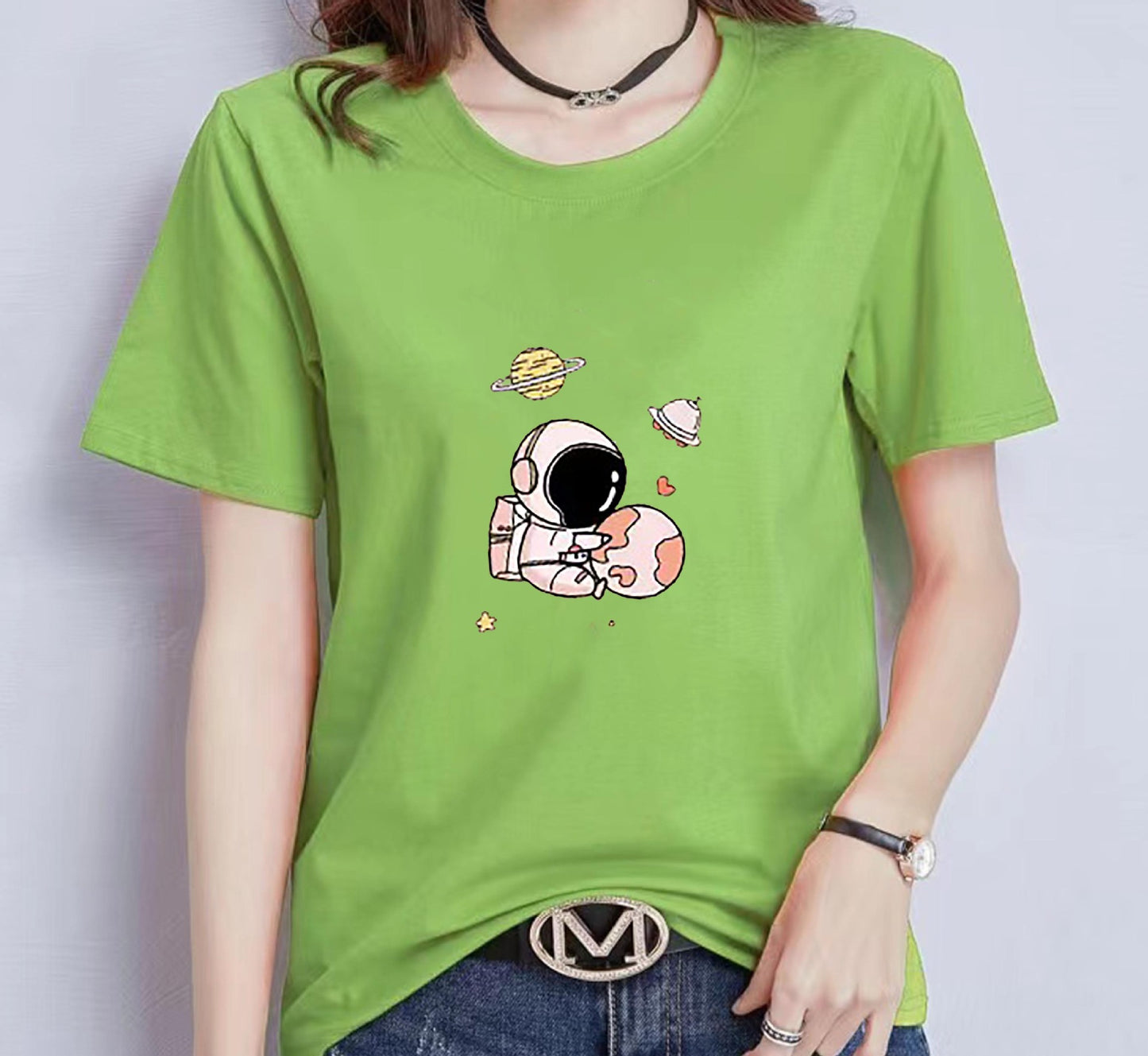Women's T-shirt Summer Letters Korean Style Loose Blouses