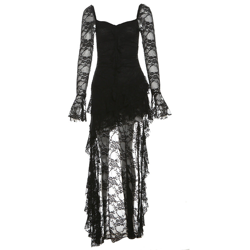 Women's High Waist Fashion Square Collar Long Dresses