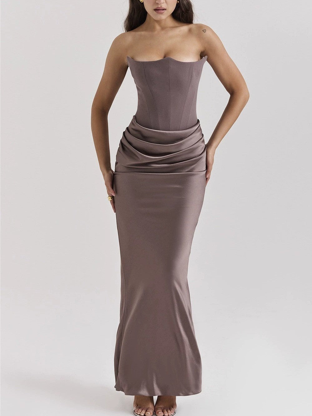 Women's Spring Pure Color Sleeveless Waist Sexy Dress