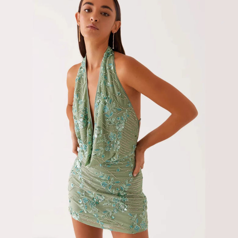 Dress Female Summer Bead Tube Sequin Dresses