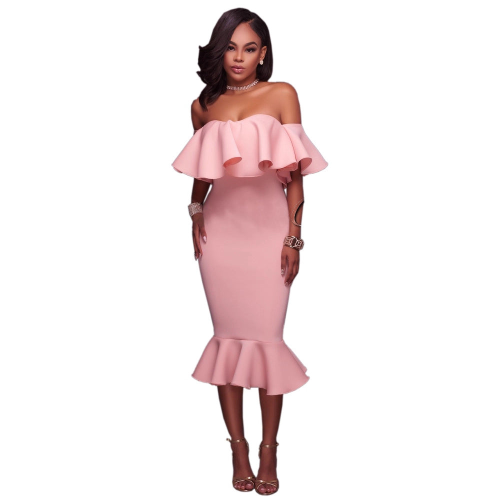 Women's Large Popular Ruffled Sexy Autumn Dress