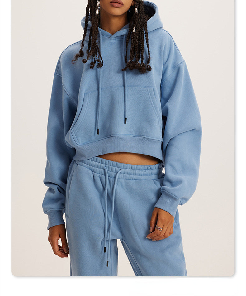 Women's Hooded Long Sleeve Two-piece Set Suits