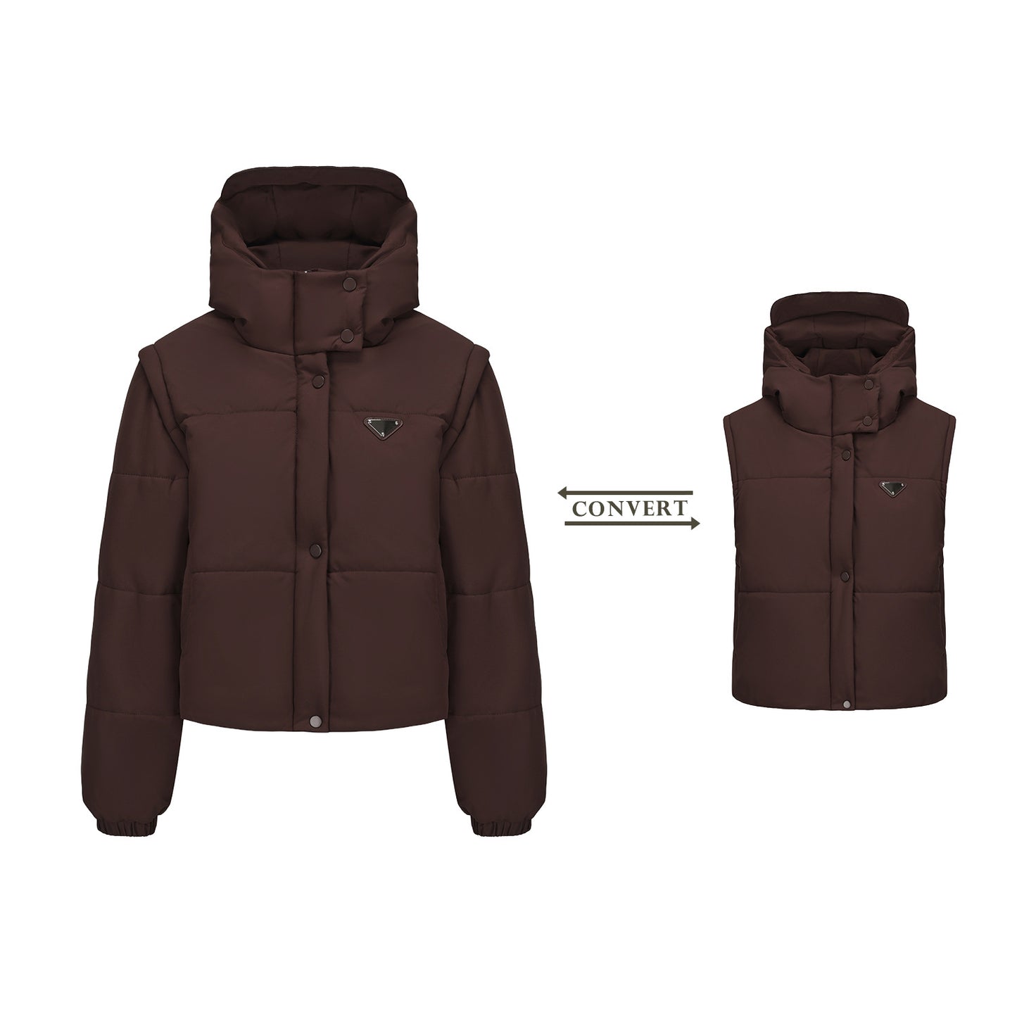 Women's With Detachable Sleeves Design Thickened Bread Coats