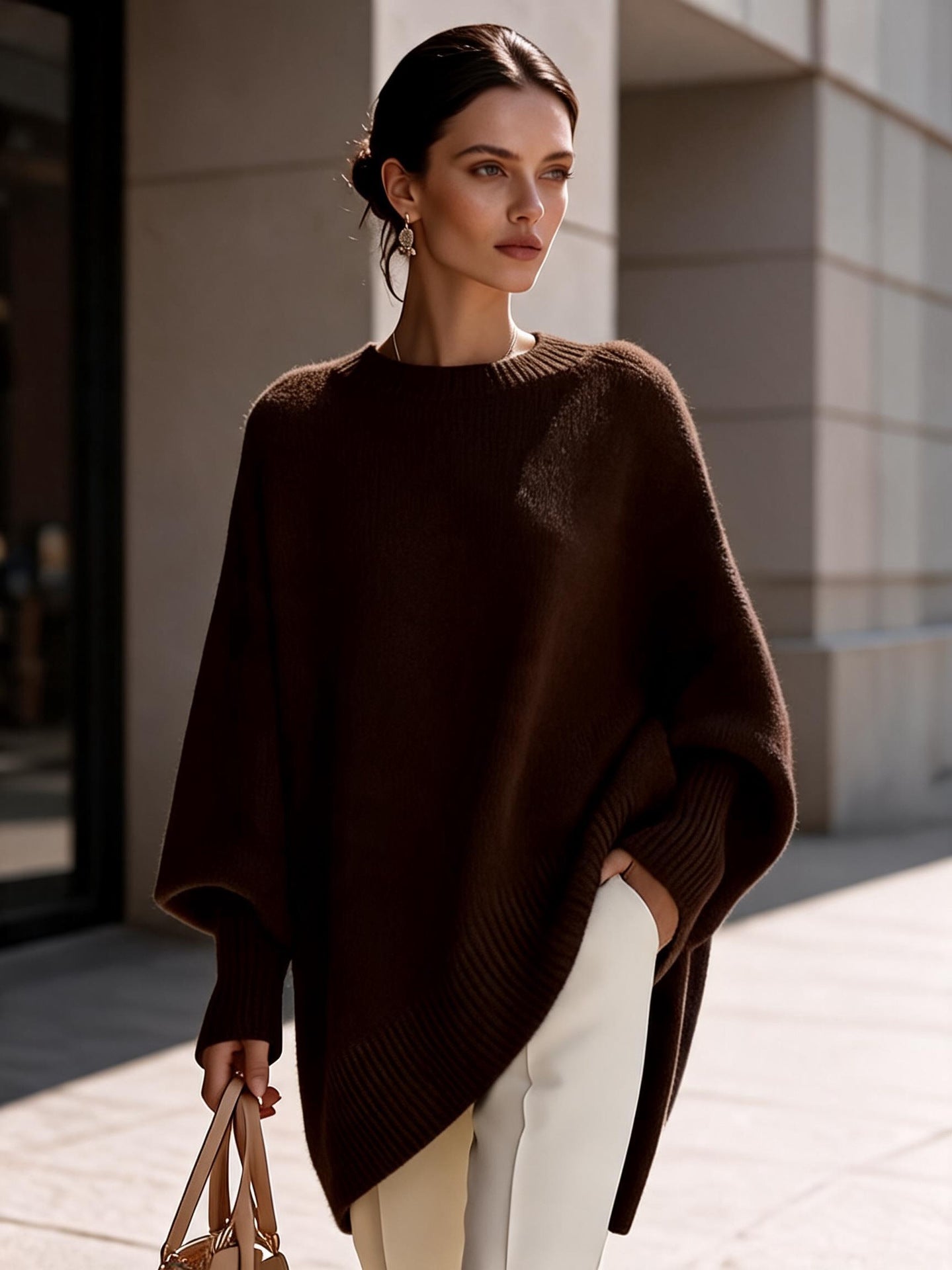 Women's Neck Pullover Loose Lazy Style Solid Women's Sweater