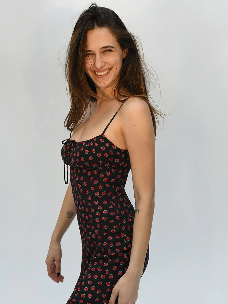 Women's Mulberry Silk Printing Slip Dress Summer Dresses