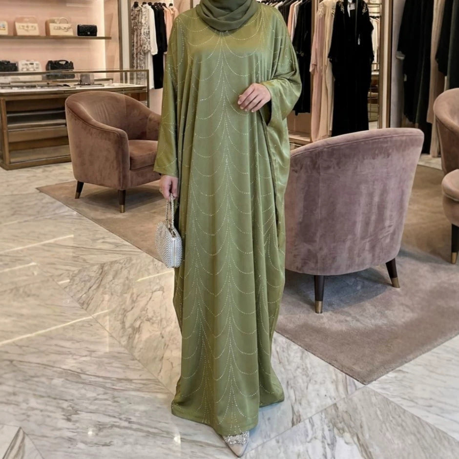 Rhinestone Loose Long Formal Batwing Sleeve Plus Size