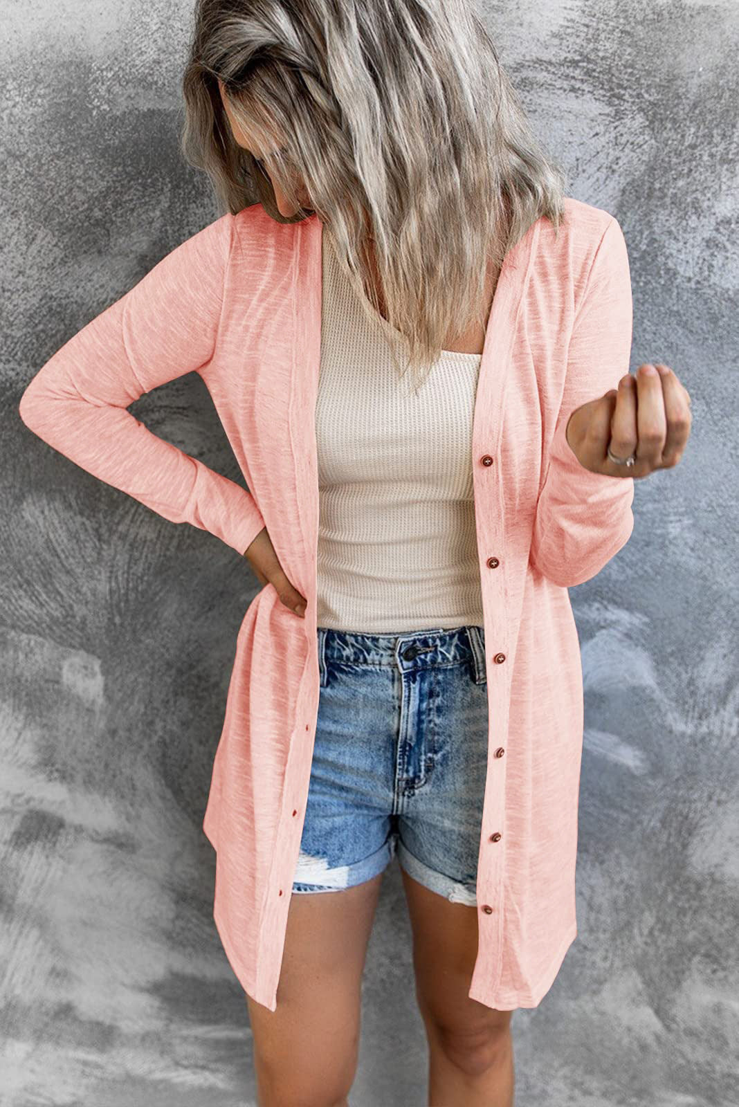 Women's Long Button Solid Color Casual Sleeves Cardigans