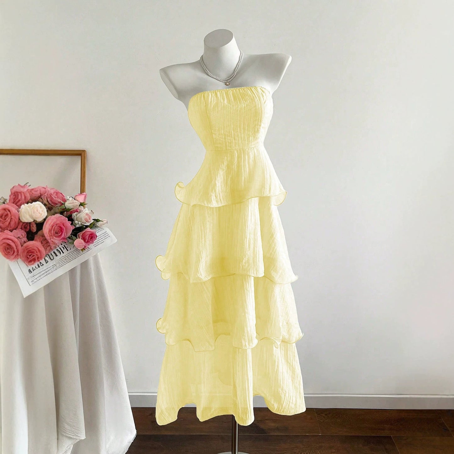 Summer Cover Slimming Midi Cake Fairy Tube Solid Color Skirts