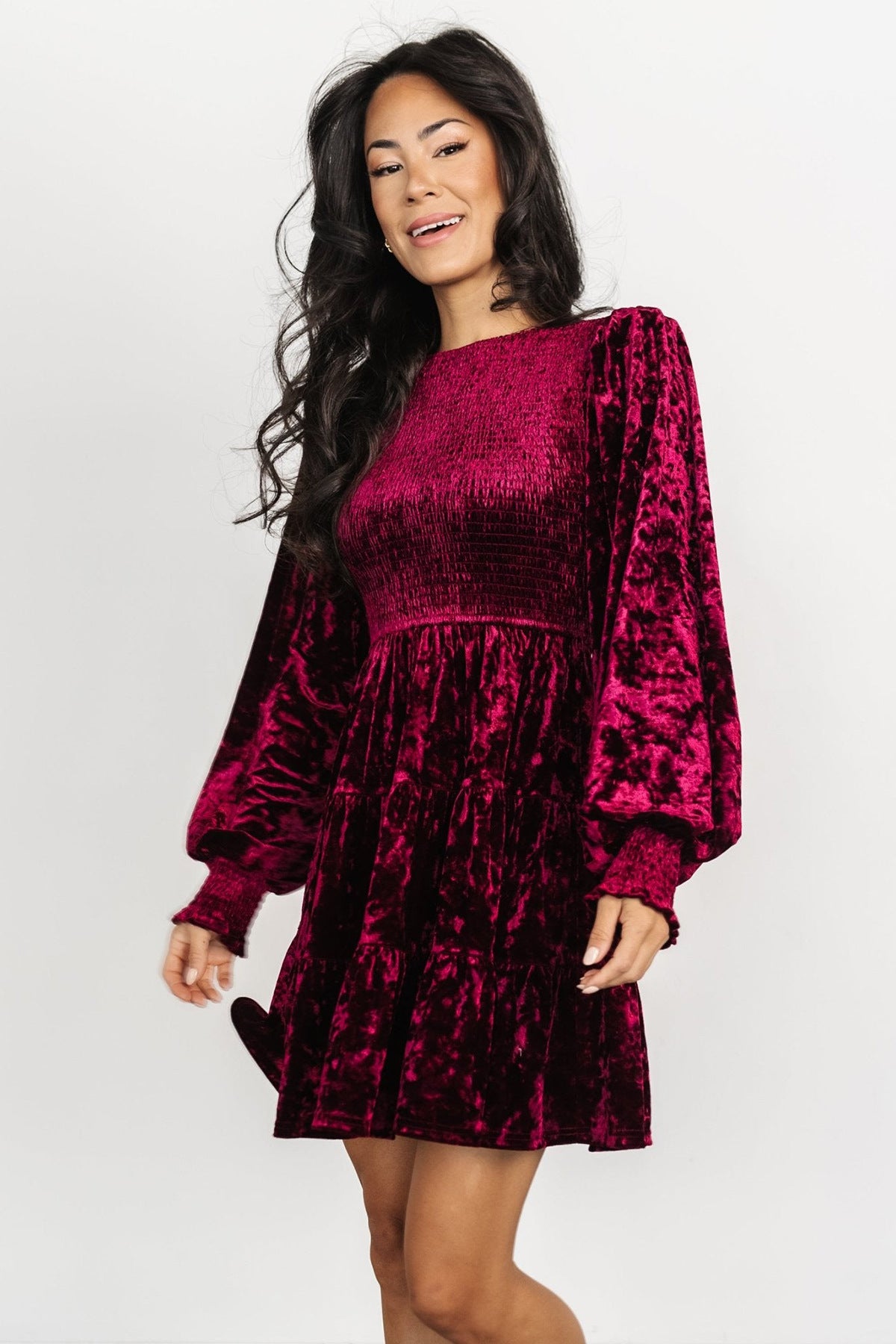 Women's Veet Dress Long Sleeve Ruffled Round Dresses