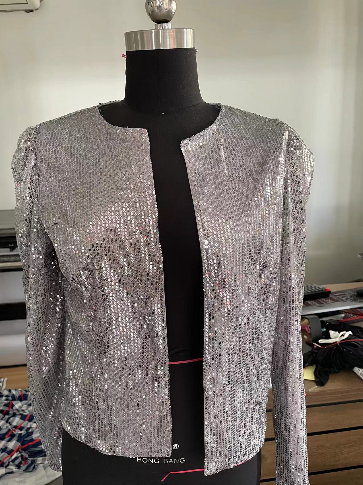 Women's Versatile Slouchy Fashion Sequined Casual Coats
