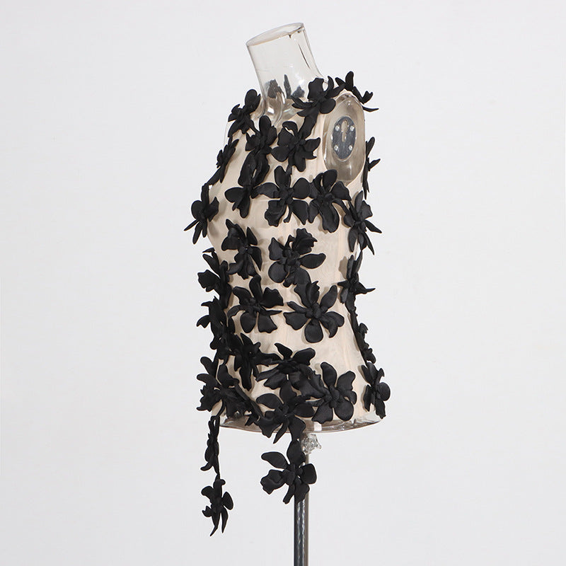 Women's Niche Sexy Three-dimensional Flower Collage Design Tops
