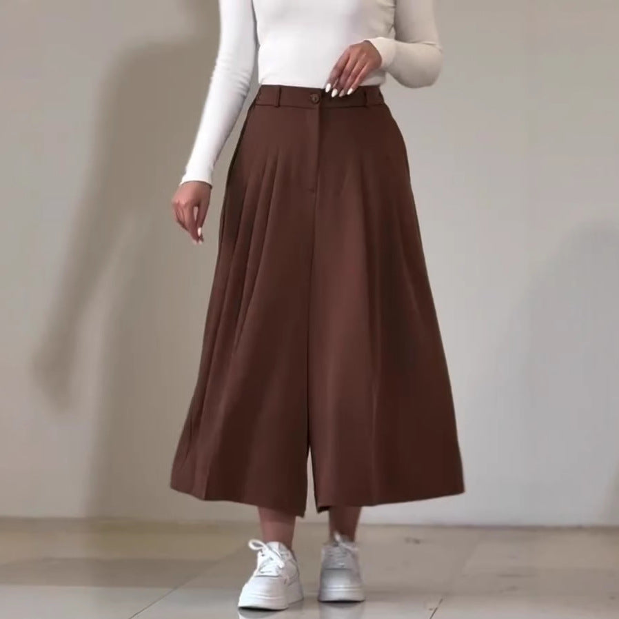 Women's Fashion Pure Color Simple Casual Wide Leg Pants