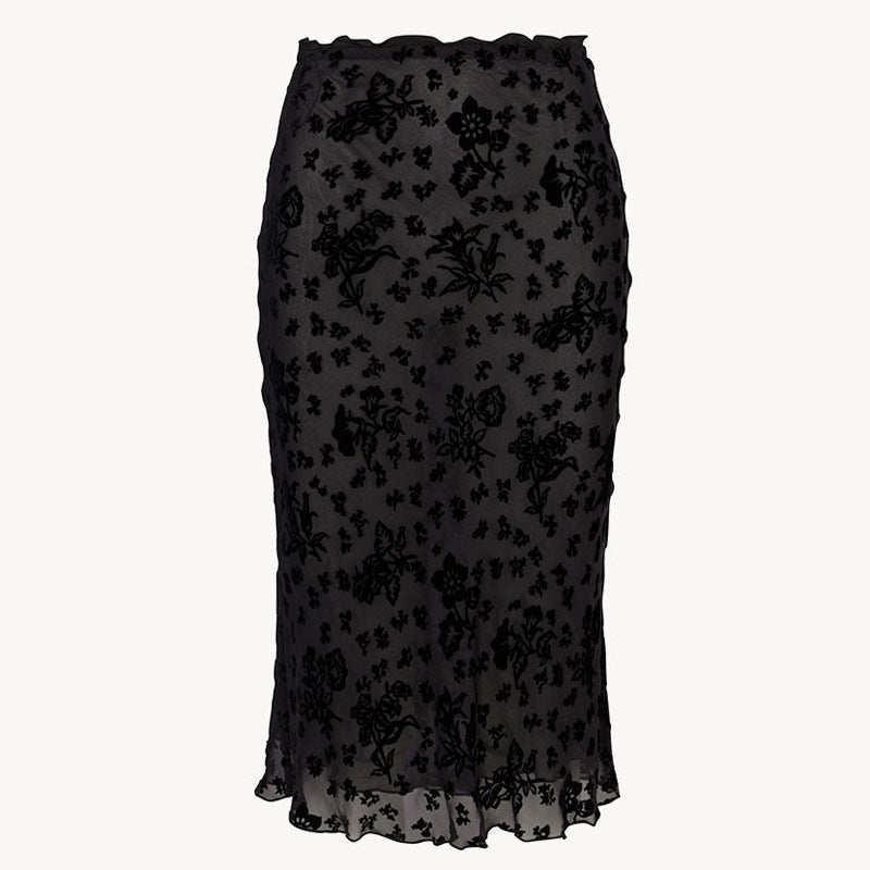 Print Sexy Oblique Cut Elegant French Skirts