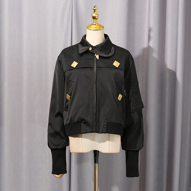 Women's Comfort Casual Style Stand Collar Stitching Design Coats