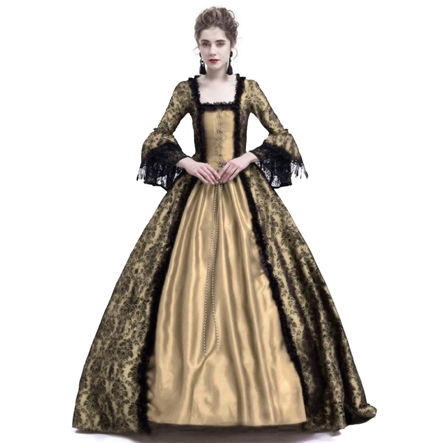 New Printed Court Dress Medieval Victorian Dresses