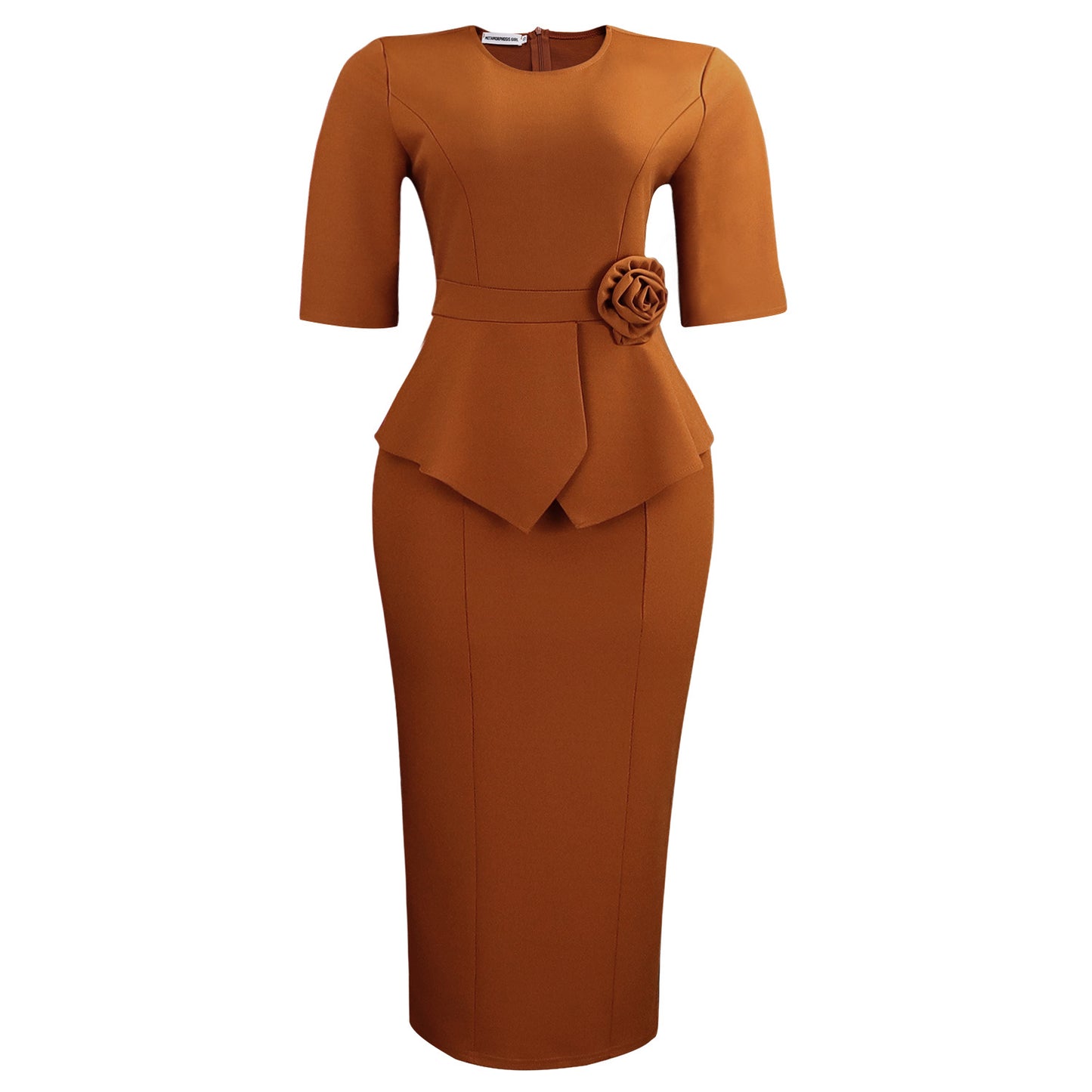 Women's Summer Fashionable Elegant Solid Color Sheath Ruffled Three-dimensional Dress