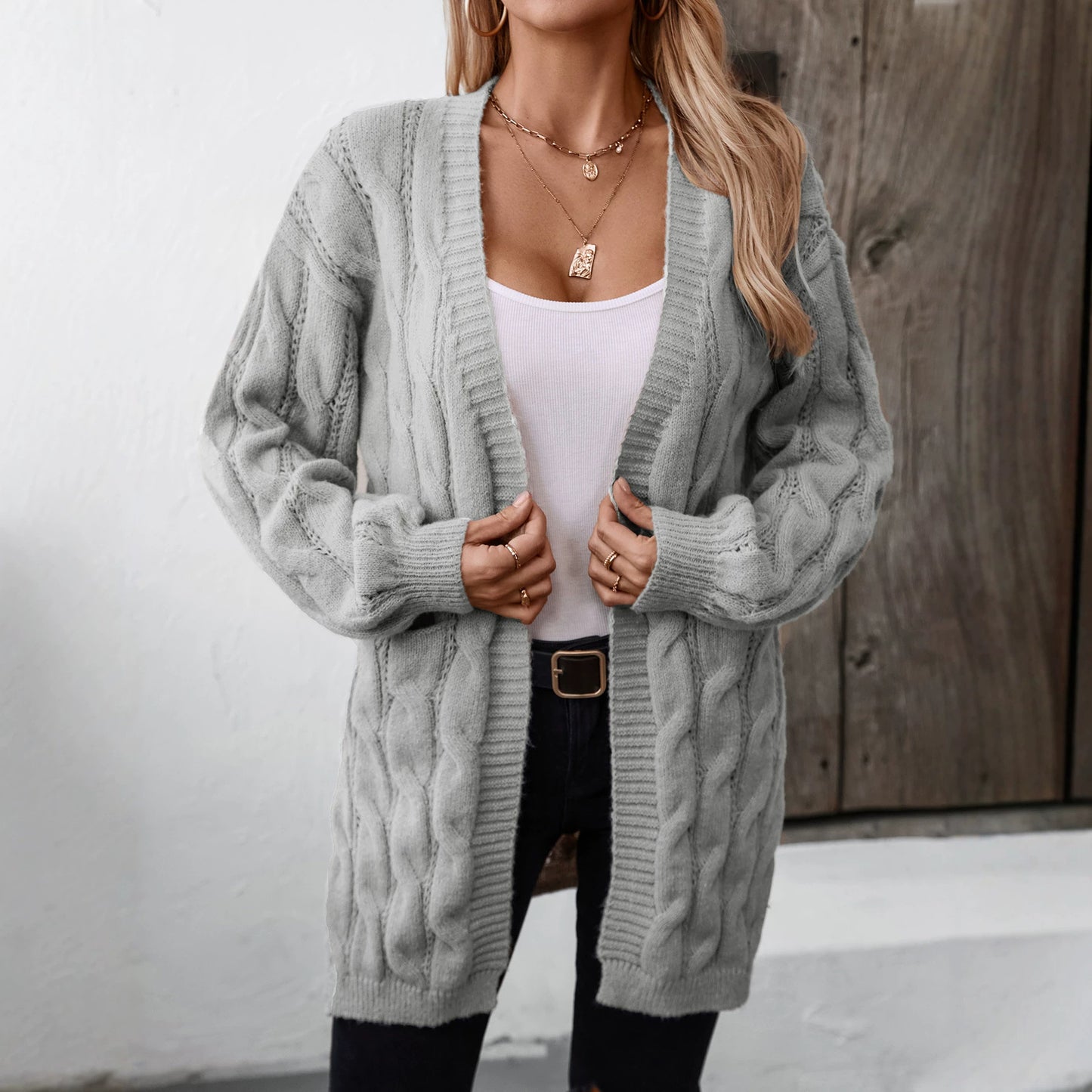Women's Twist Knit Retro Loose Mid-length Sweater