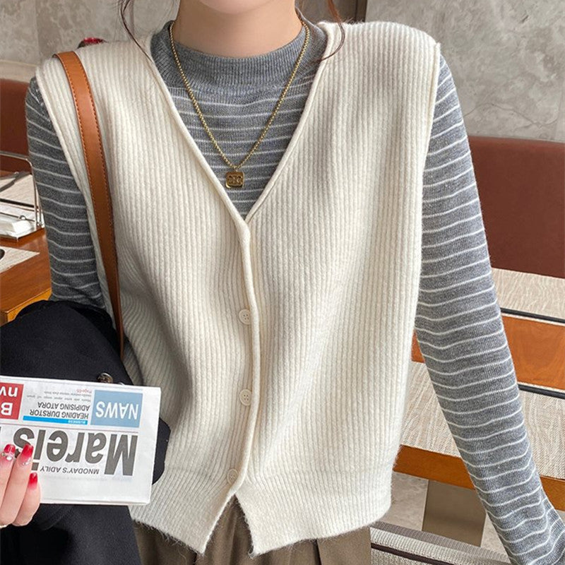 Women's V Waistcoat Knitted Spring Korean Fashion Slimming Vests