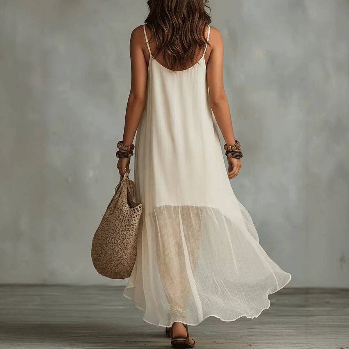 Women's Lazy Relaxed Bohemian Vacation Solid Color Dress