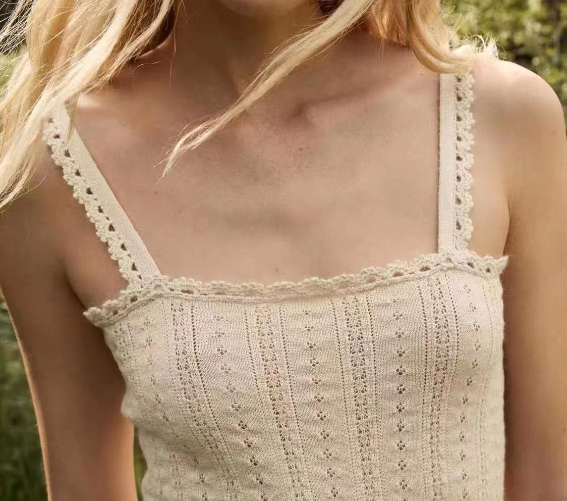 Women's French Gentle Retro Hook Flower Knitted Camisole Vests