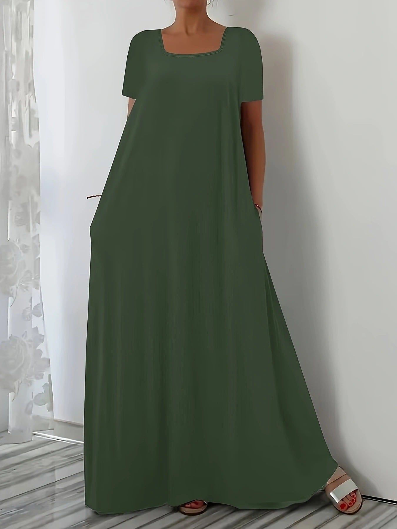 Dress Casual Loose Sleeves Solid Color Dresses