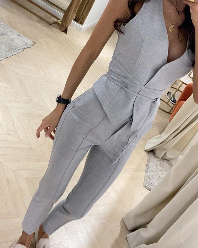 Women's Summer Temperament Sexy Skinny Two-piece Set Suits