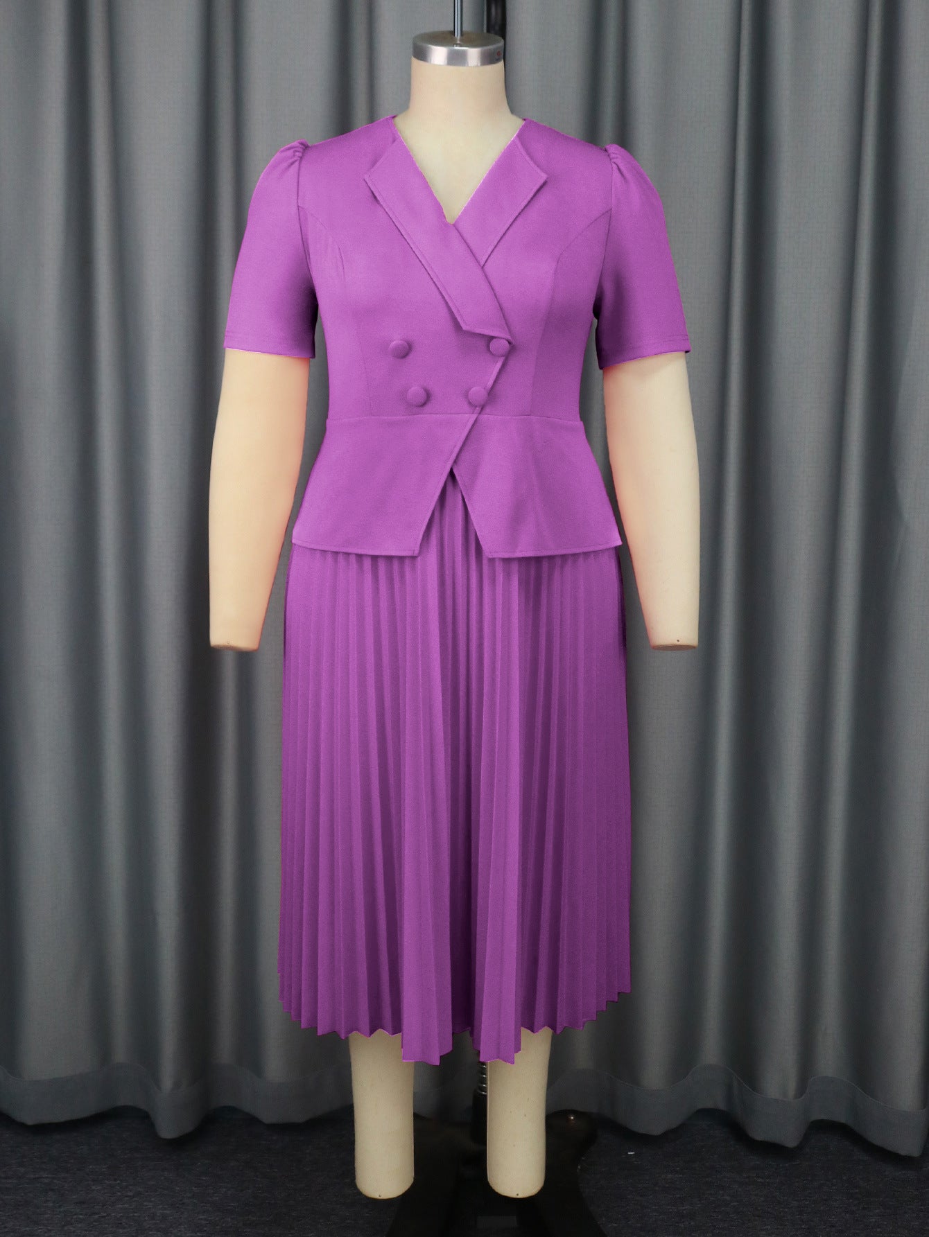 Collar Pleated Elegant Style High Waist Dresses