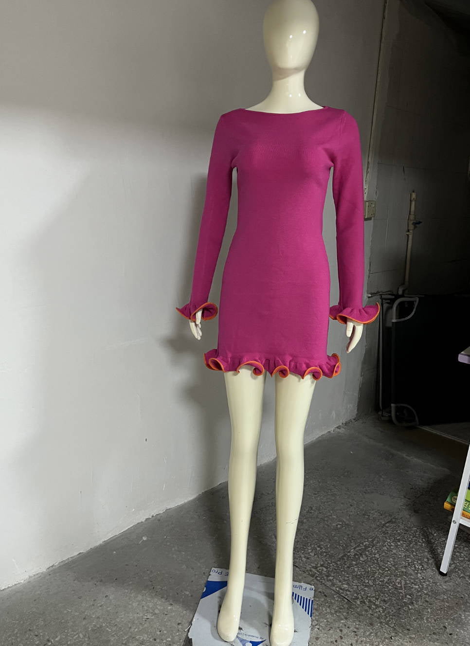 Women's Wavy Edge Dress Sexy Tight Wooden Dresses