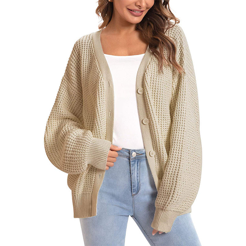 Women's Net Small Batch Knitted Single-breasted Loose Sweaters