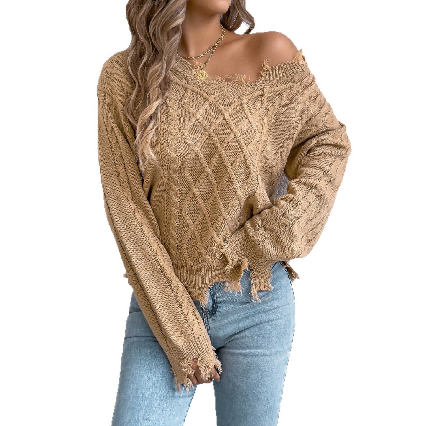 Women's Fashion Cut-out Twist Long Sleeve Sweaters